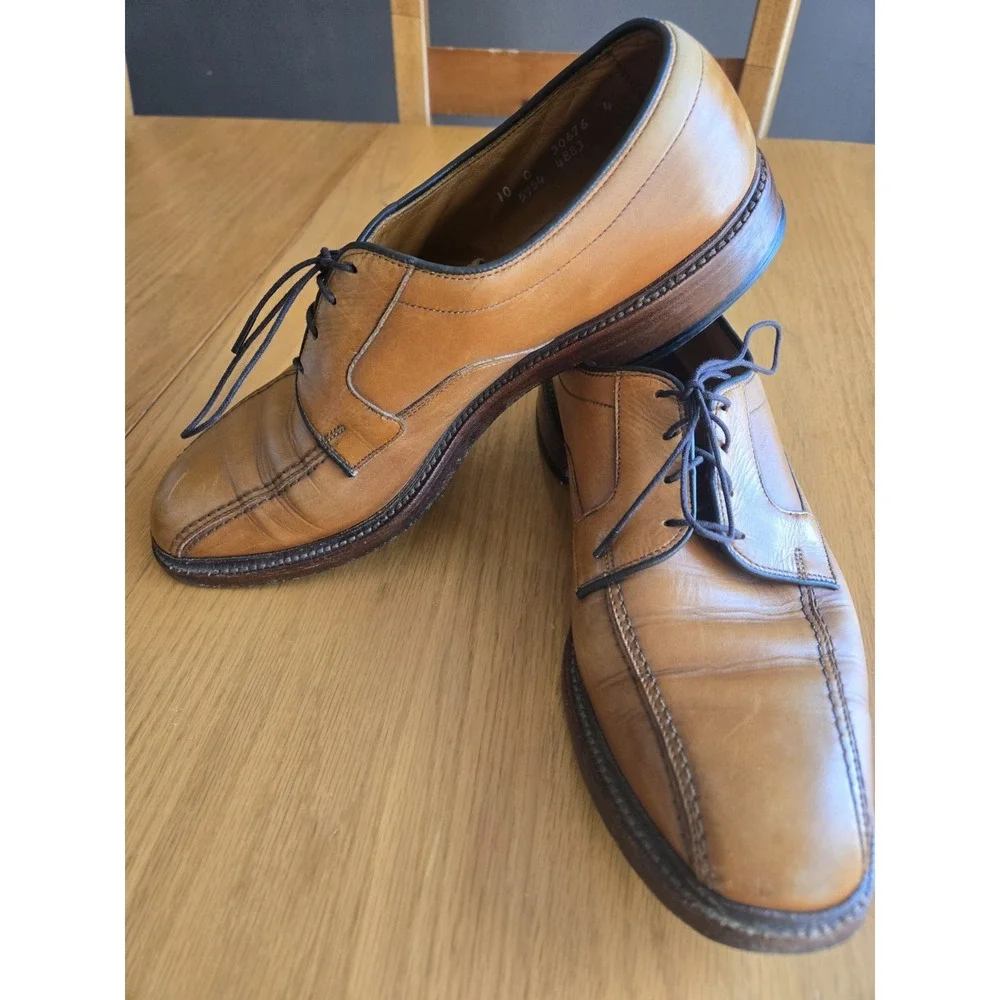 Allen Edmonds Dress Shoes Hillcrest Bicycle Toe Leather Men's 10 C Walnut Brown